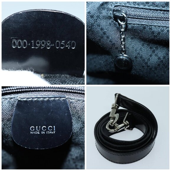 GUCCI Bamboo Hand Bag Canvas 2way Black Gold - Picture 14 of 15